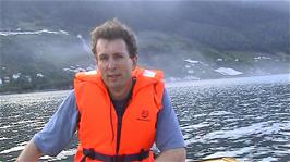 Michael on the first of our boat excursions on Sørfjord